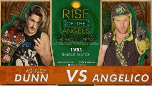 Nella foto, in alto: Ashley Dunn vs Angelico