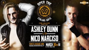 Nella foto, in alto: Ashley Dunn contro Nico Narciso
